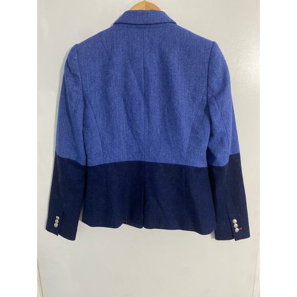 Banana Republic blazer jacket women’s size 6 blue colorblock tweed wool preppy - Picture 4 of 7